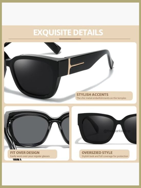 Polarized Fit Over Glasses Sunglasses, Square Frame UV400 Protection